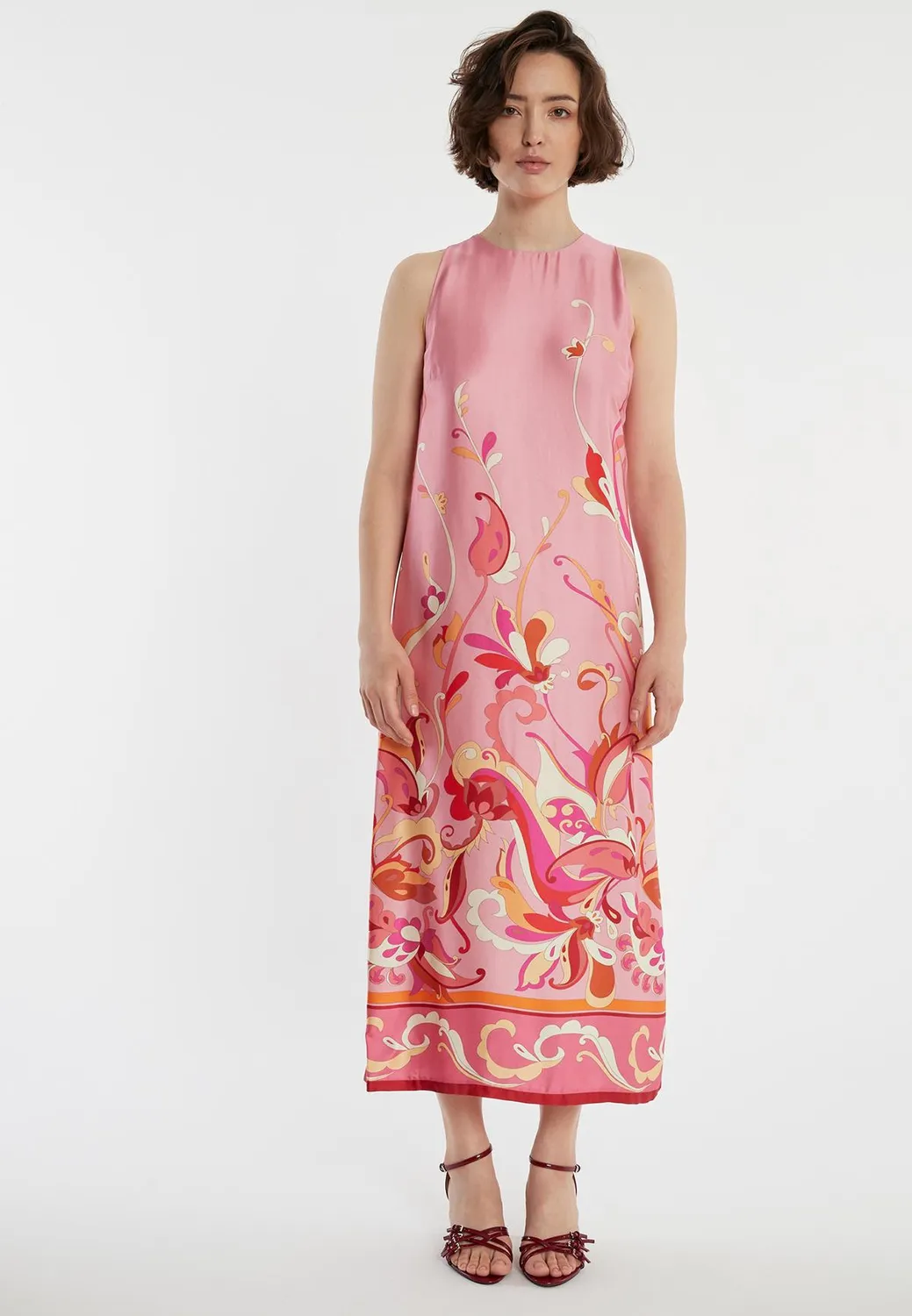 Ana Alcazar Zemia abito lungo rosa satin