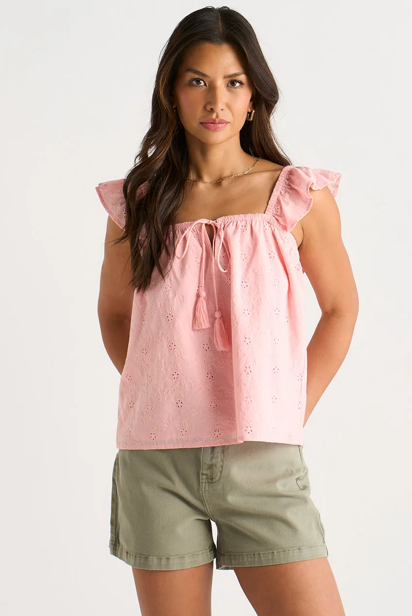 Gini London Top Rosa Pizzo Sangallo Volant
