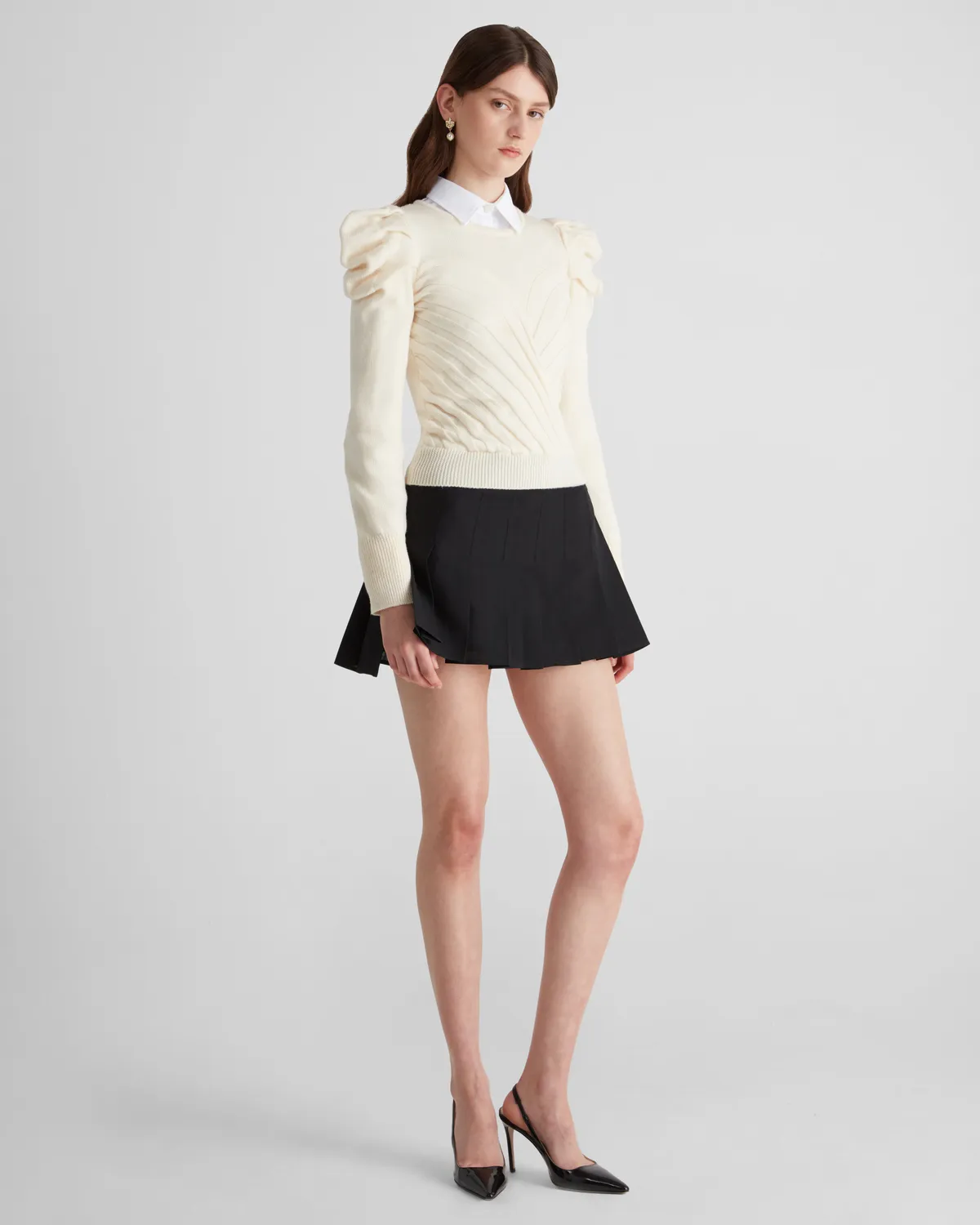 Violante Nessi Yayoy maglione avorio merino Zegna