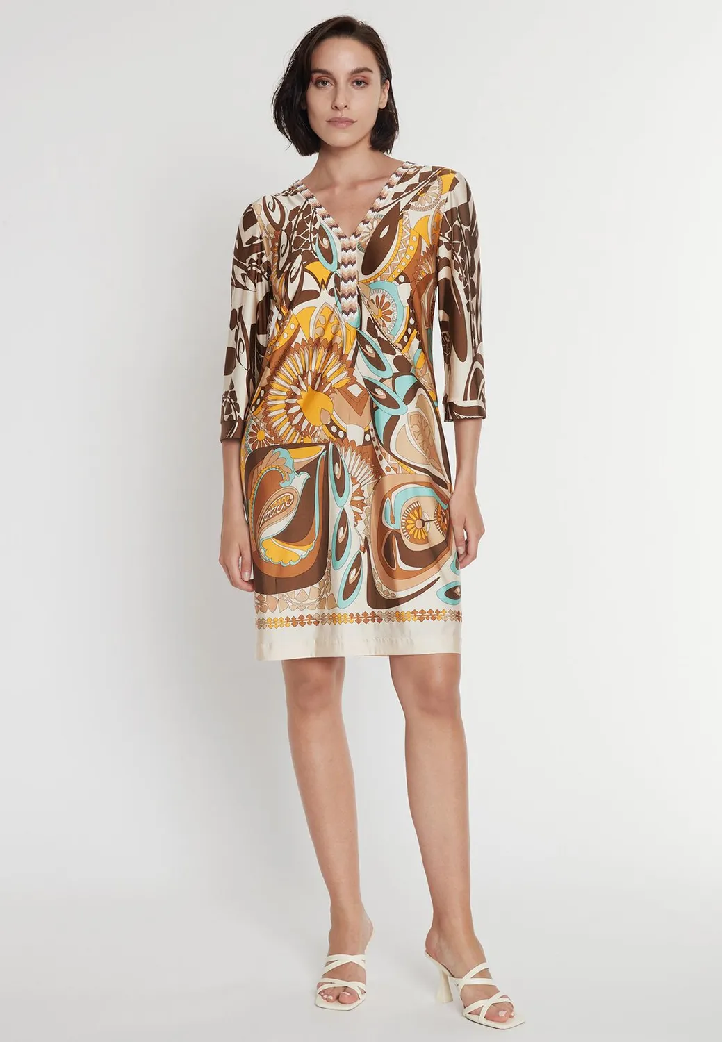 Ana Alcazar Pikuna abito tunica jersey scollo V