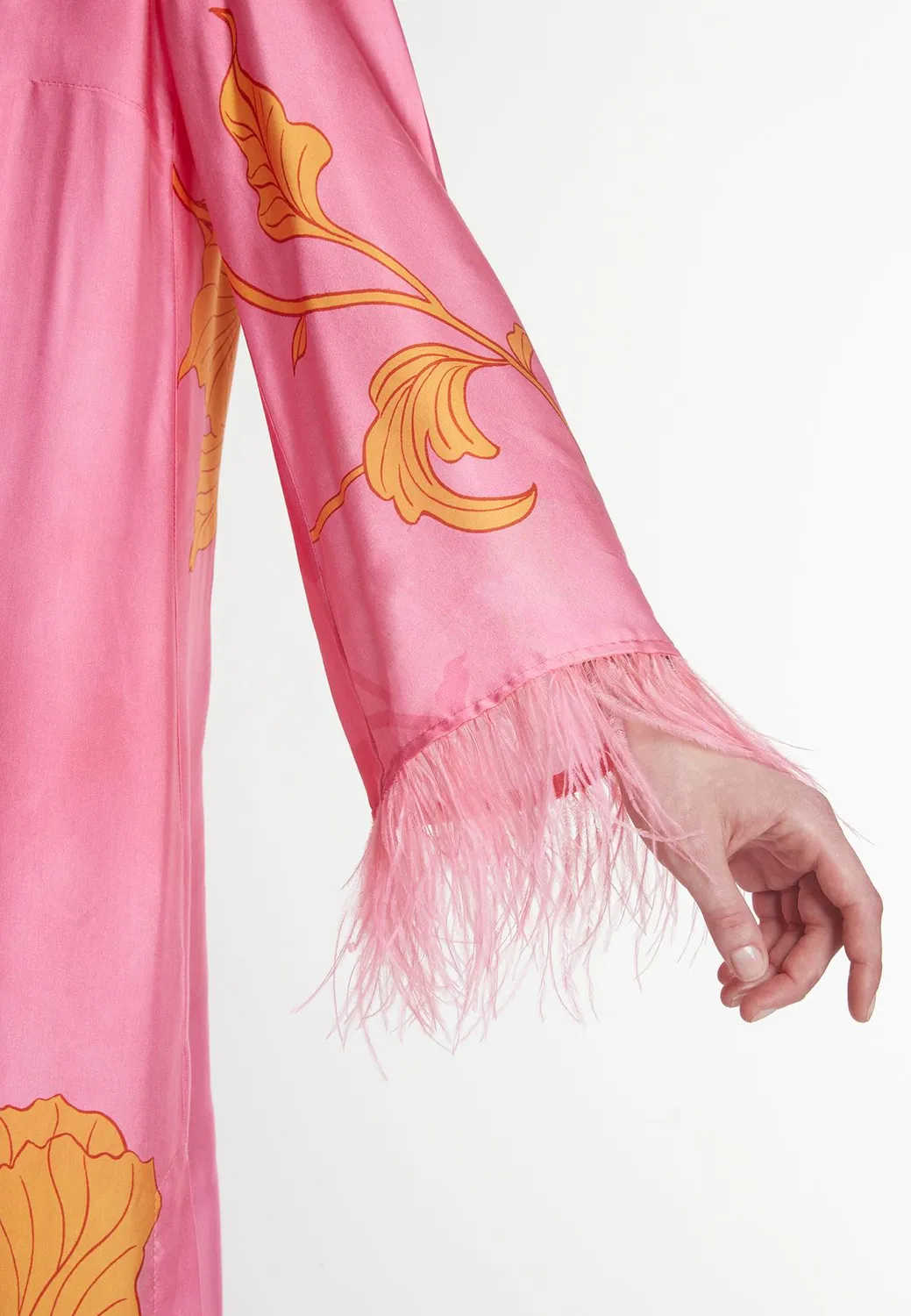 Ana Alcazar Pasmy caftano raso rosa maxi