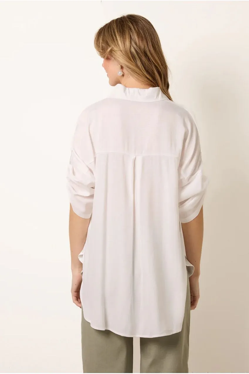 Blue Vanilla Gold Button camicia bianca bottoni conchiglia