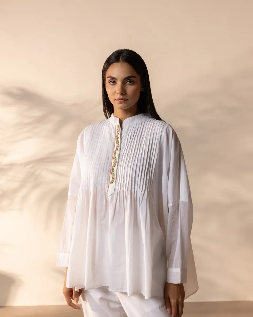 Our Dve Tangerine Drizzle top bianco cotone taglia unica