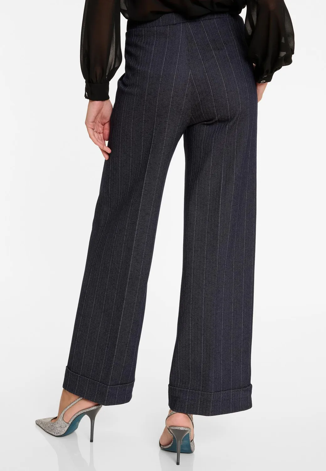Ana Alcazar Apeli pantaloni lunghi blu gessato elegante