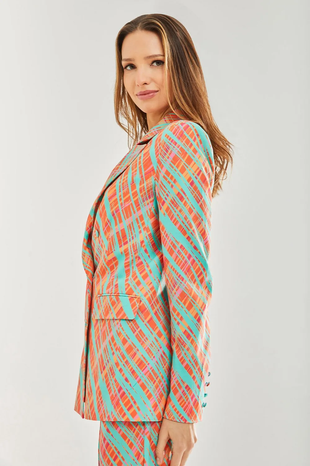 Liquorish Relaxed Orange Scribble Print blazer arancione fantasia