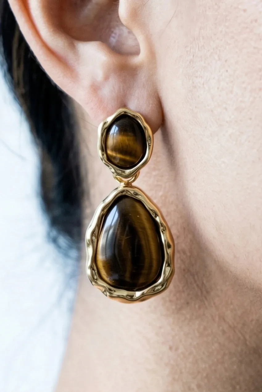 Uchi & Soto Nekomeishi Tigers Eye orecchini oro oversize