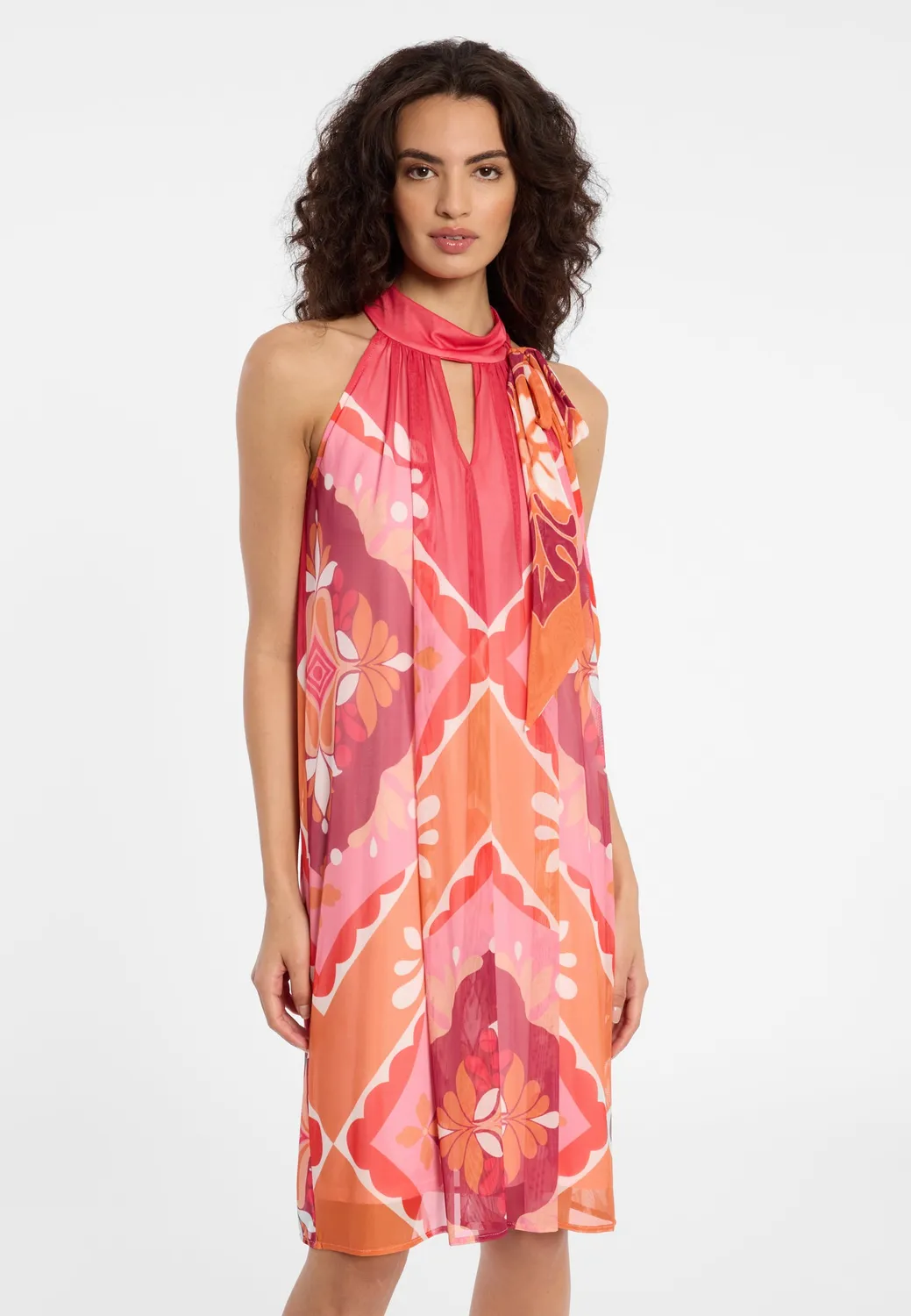 Ana Alcazar Delyr abito halterneck arancione rosa