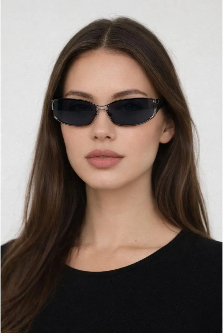 SVNX Retangle Wrap Around occhiali da sole gunmetal
