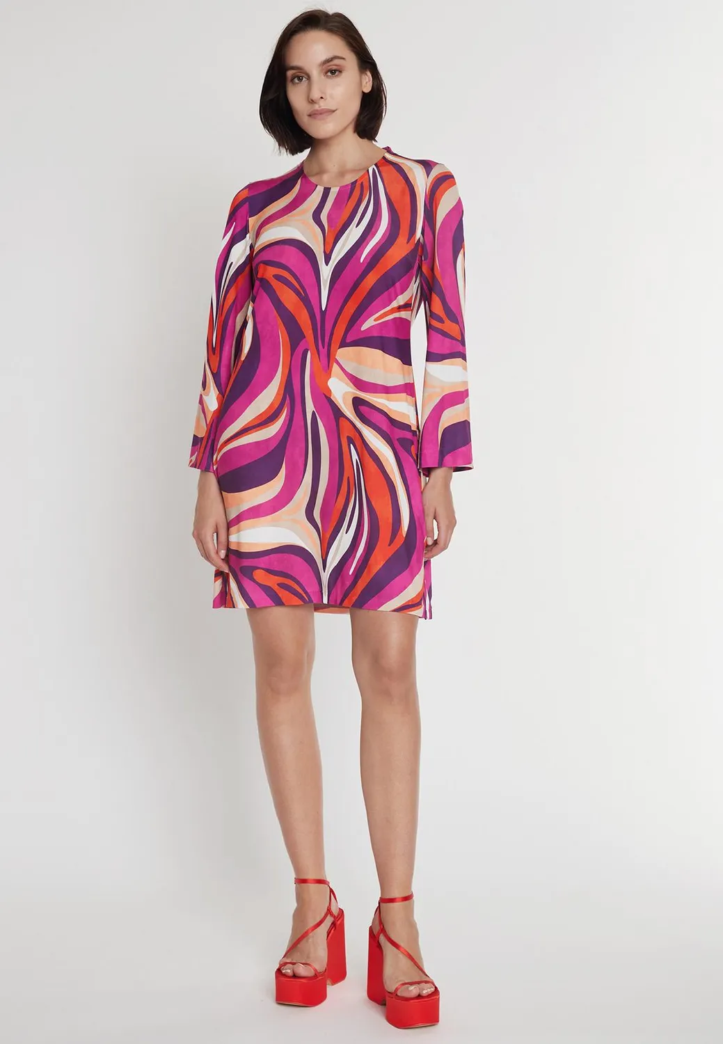 Ana Alcazar Prila abito tunica jersey fantasia fucsia