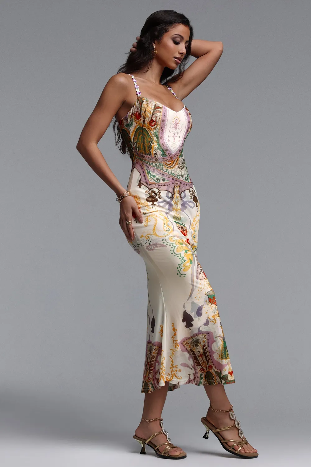 Bella Barnett Xapana Resort abito maxi mesh fantasia