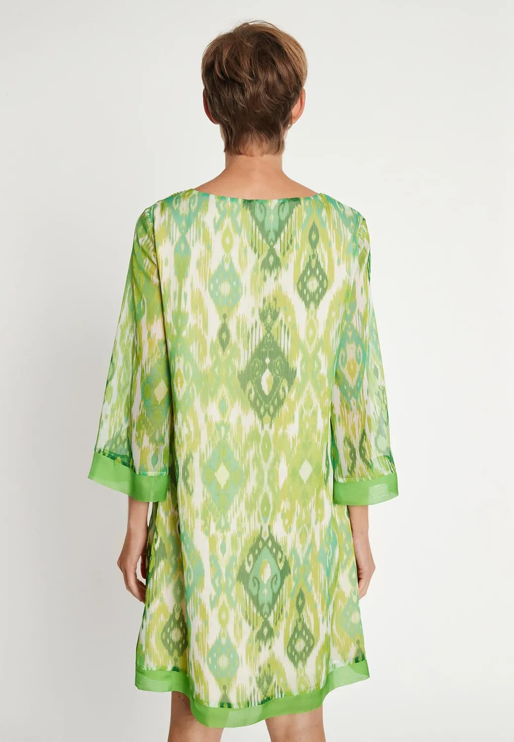 Ana Alcazar Lilo abito svasato chiffon verde fantasia