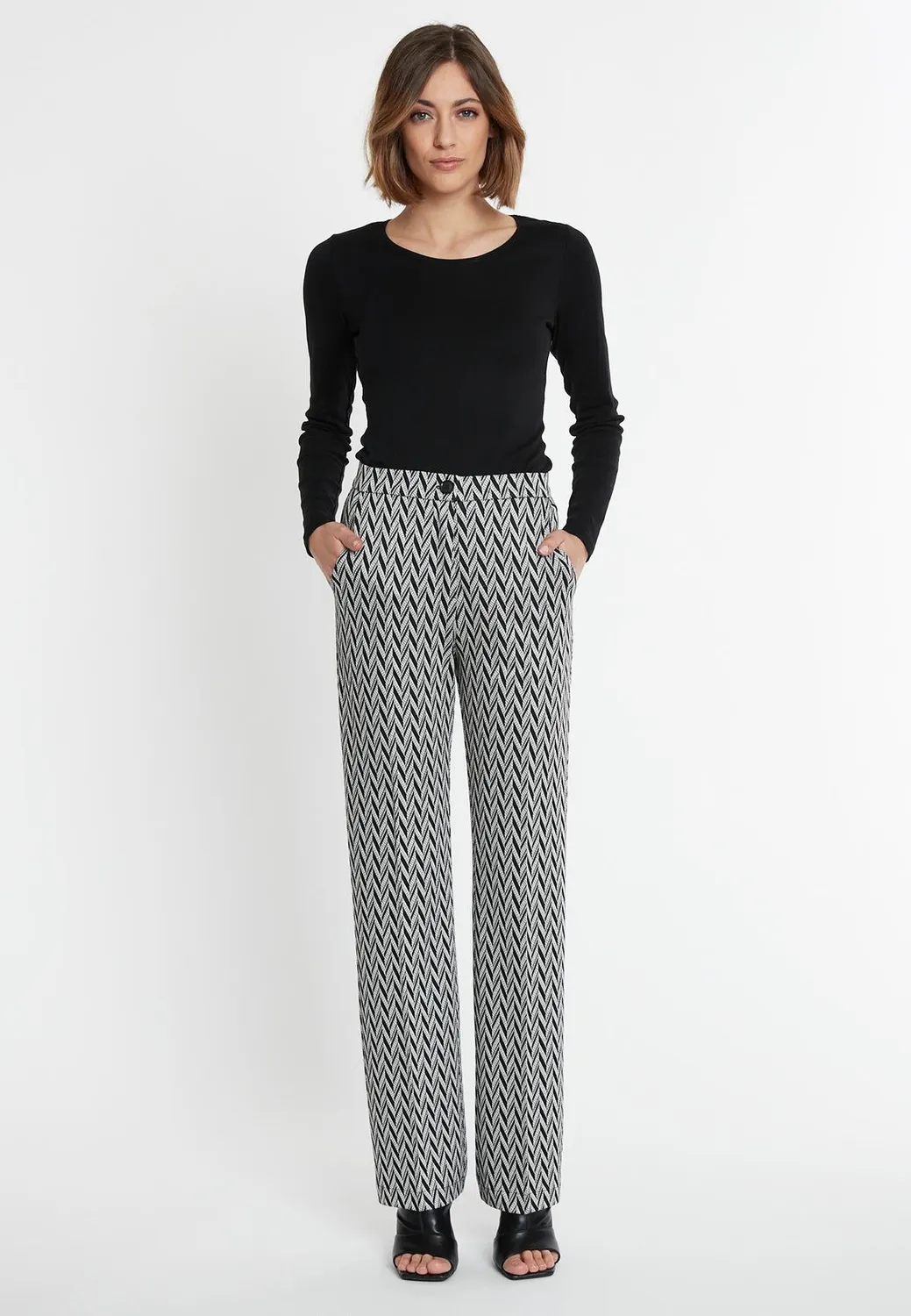 Ana Alcazar Shasia pantaloni lunghi sigaretta zigzag