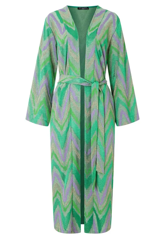 Ana Alcazar Pitea kimono lurex verde con cintura