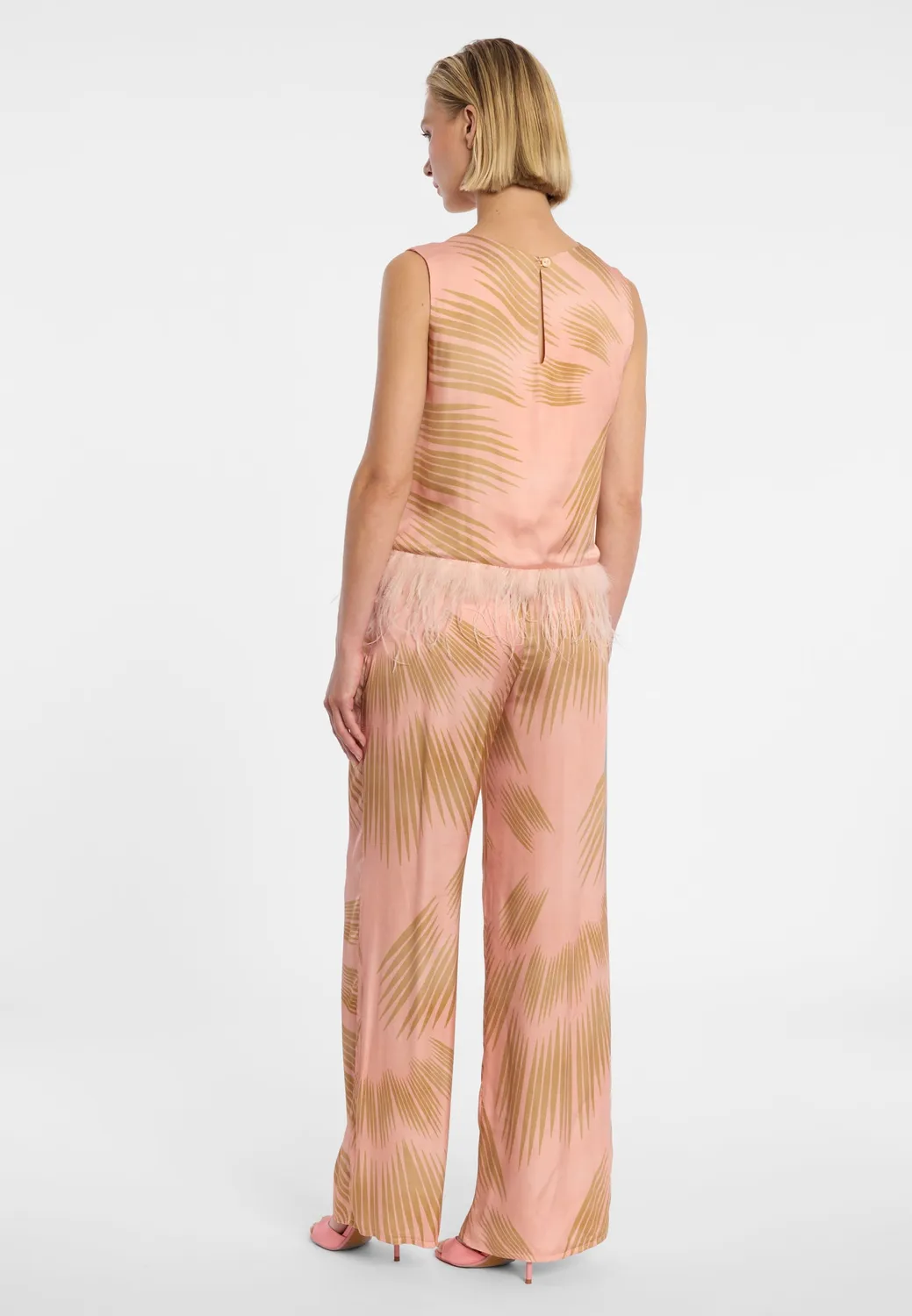 Ana Alcazar Droli top satin piume rosa