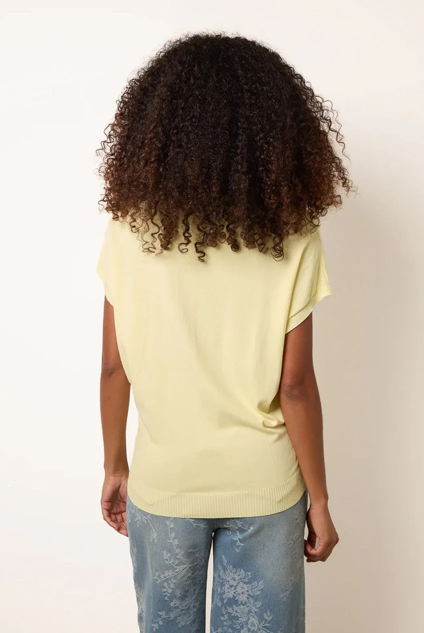 Blue Vanilla top maniche corte giallo limone S/M texture