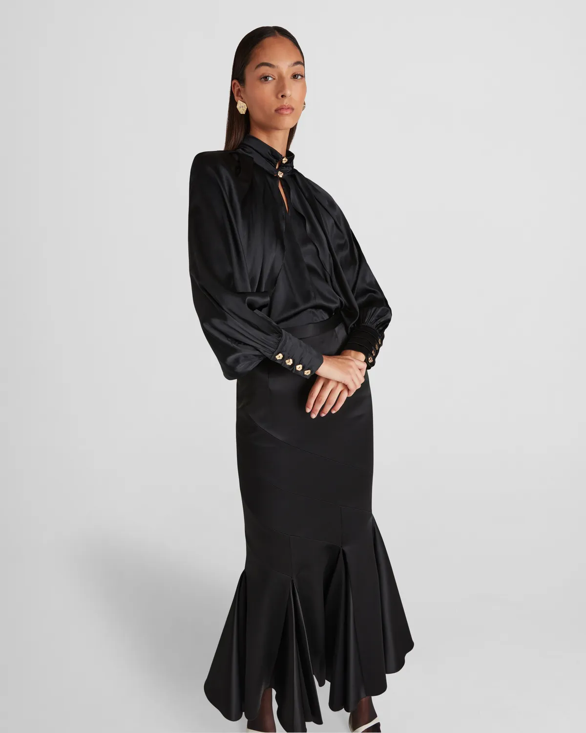 Violante Nessi Rossini camicia satin seta nero