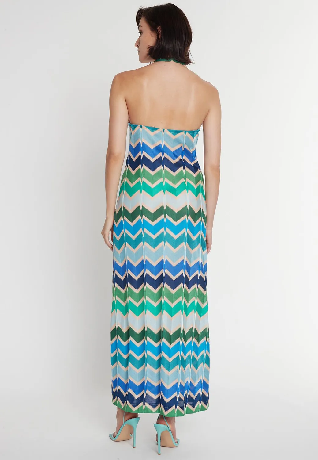Ana Alcazar Pocary maxi abito halter verde