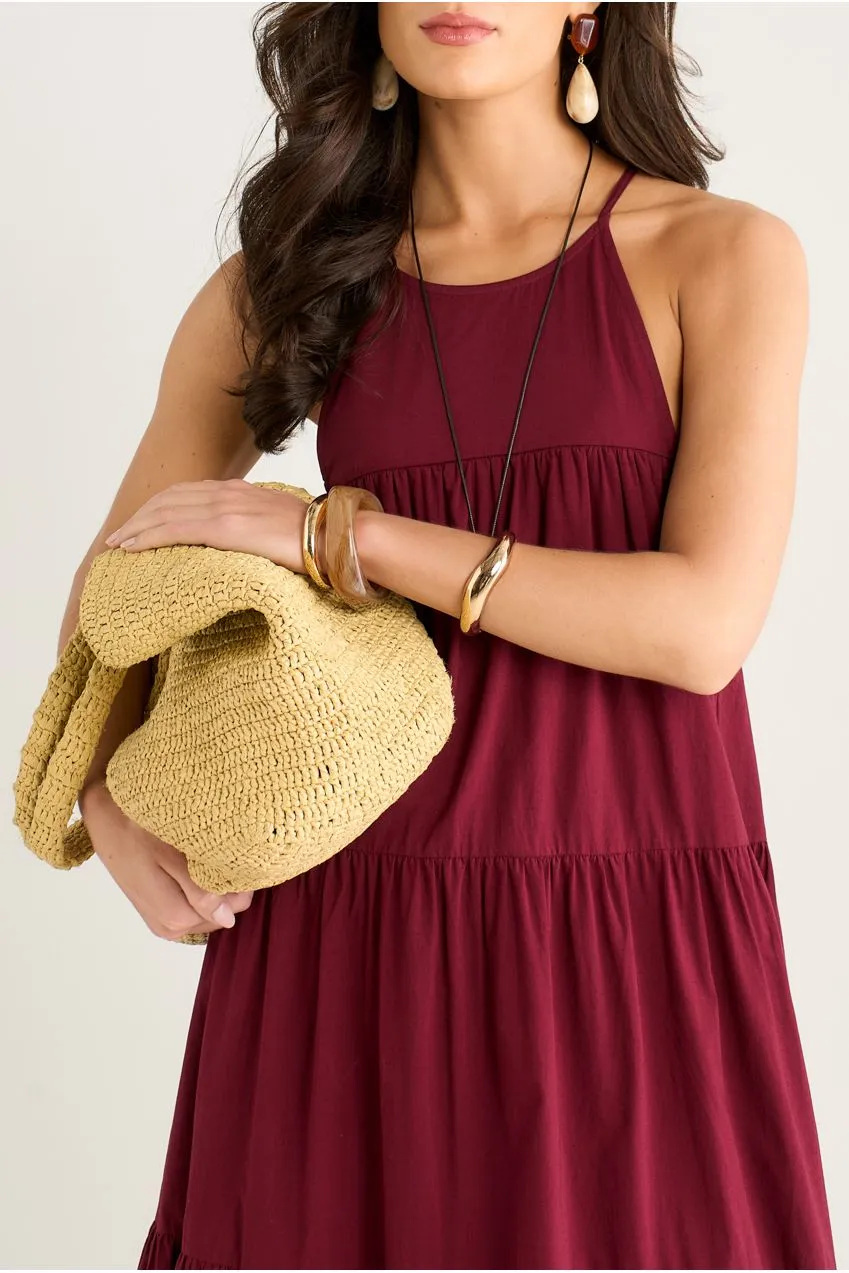 Gini London Tiered Halter abito maxi mora balze