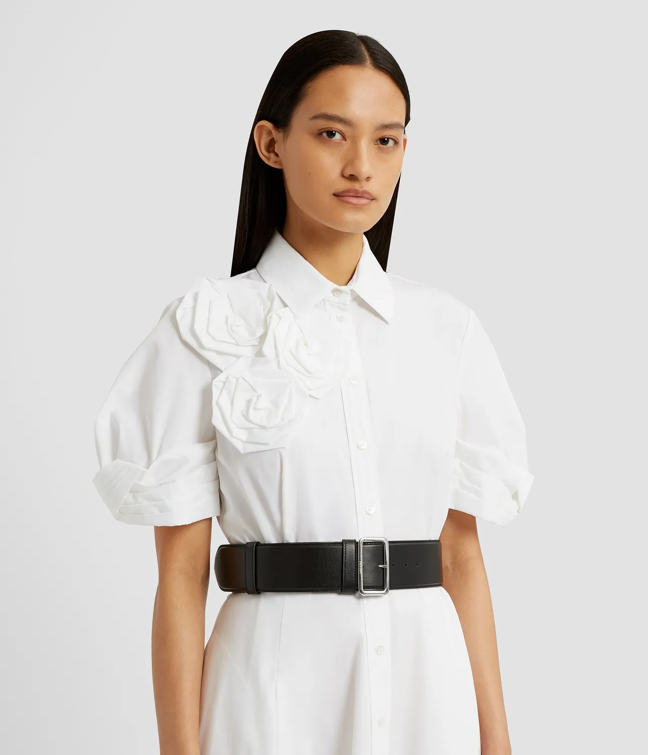 Erdem Wide cintura larga pelle nera 5 cm