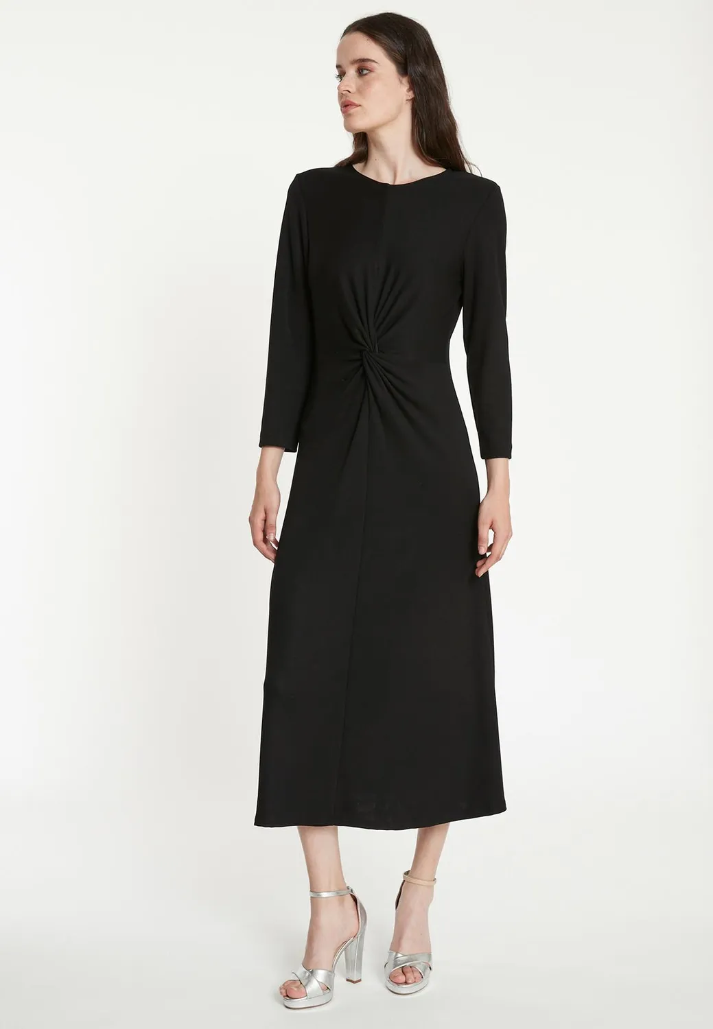 Ana Alcazar Tia abito midi nero jersey