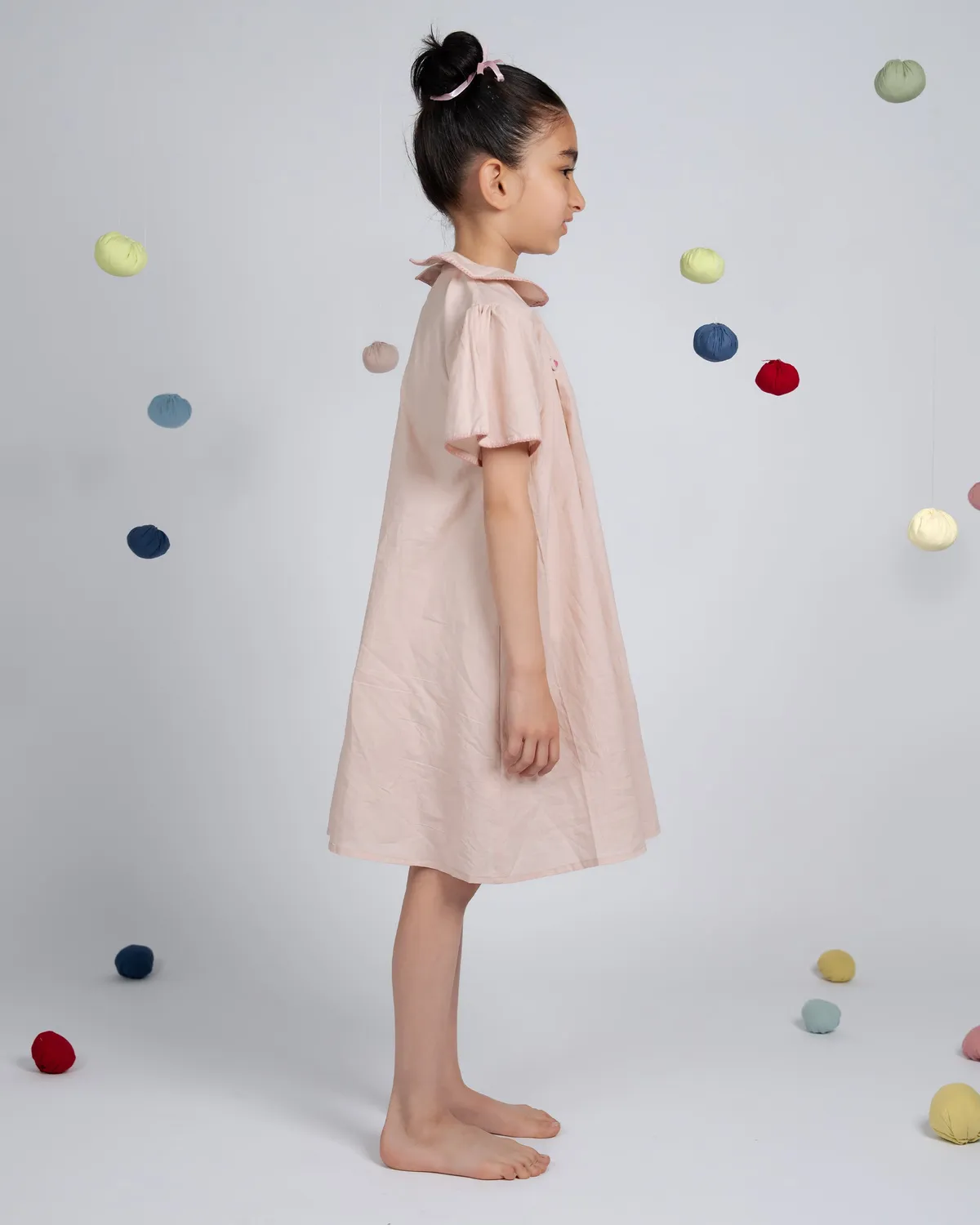 Our Dve Coco abito bambina cotone rosa flamingo