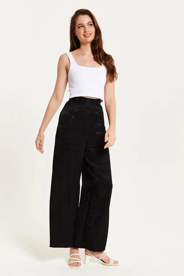 Liquorish High Waist Animal Print pantaloni neri fantasia