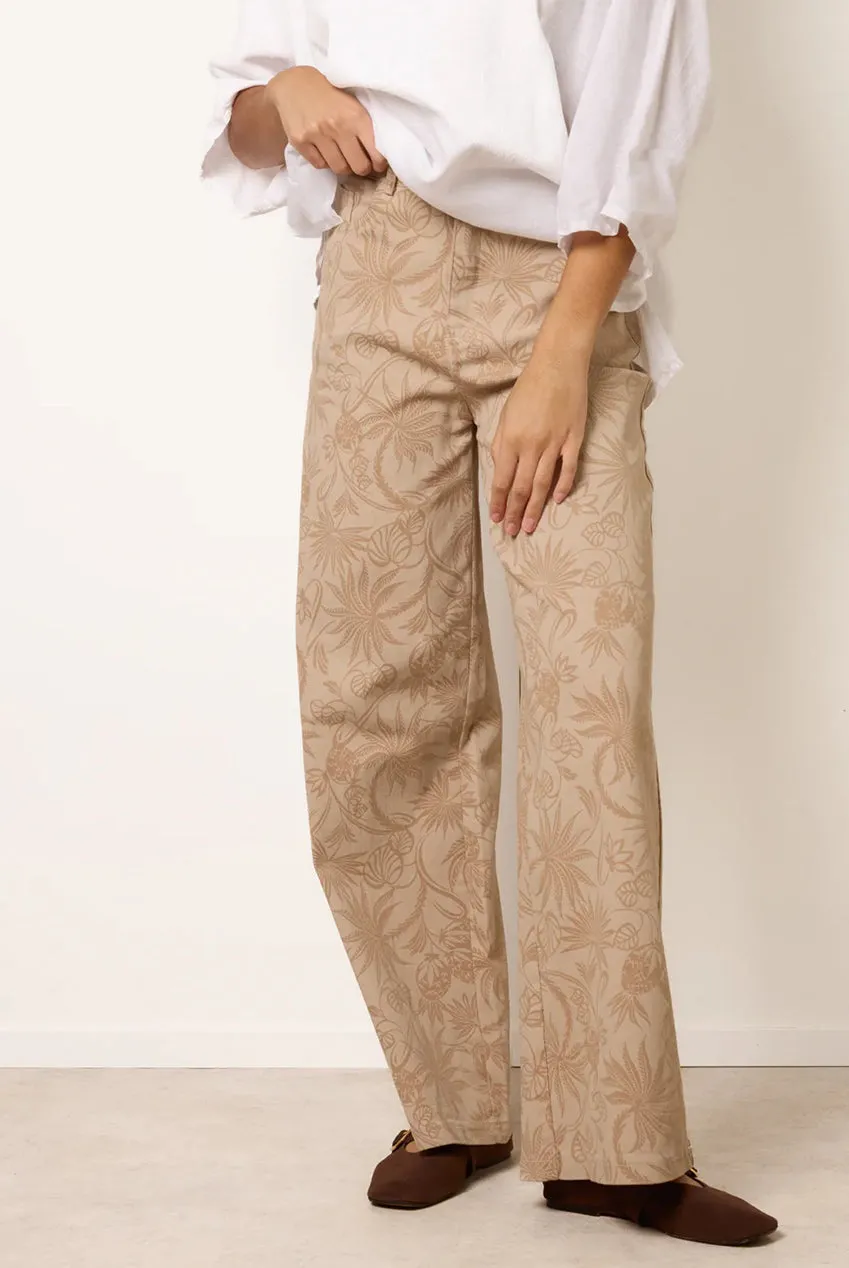 Blue Vanilla Jeans Flare Denim Stone Ricamo Floreale