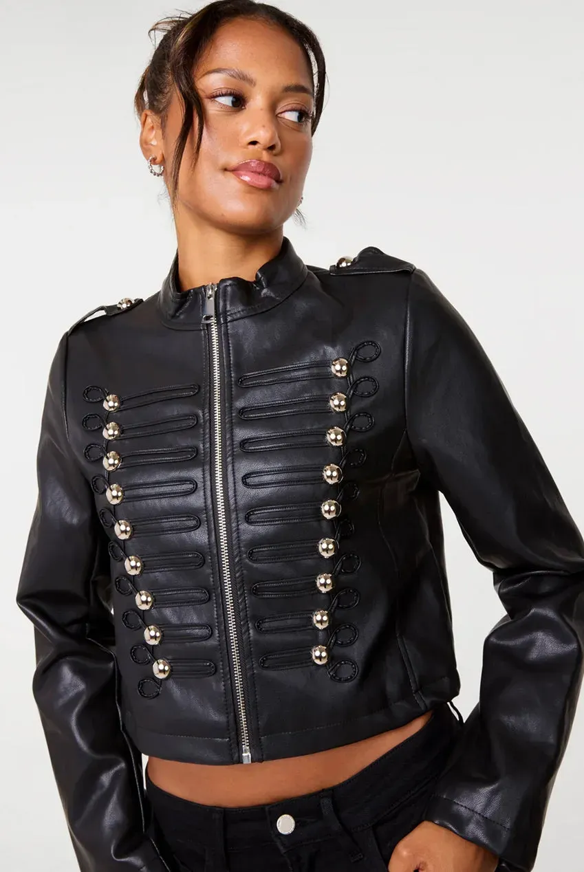 Pink Vanilla Military Napoleon giacca cropped nera doppiopetto
