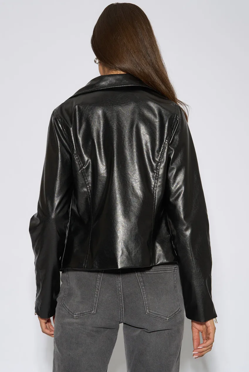 Gini London giacca biker nera ecopelle dalla 36 alla 44