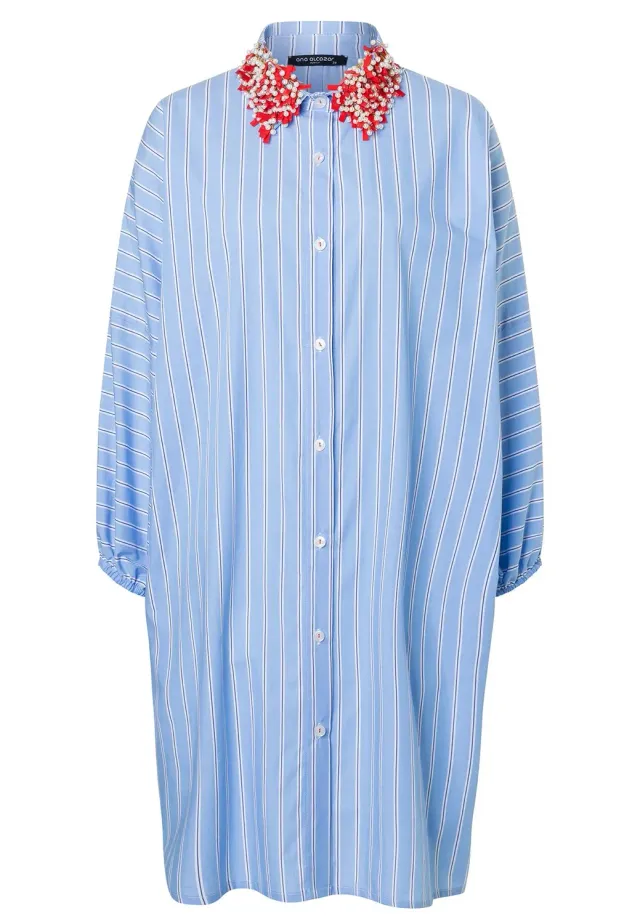 Ana Alcazar Zava abito camicia a righe azzurro