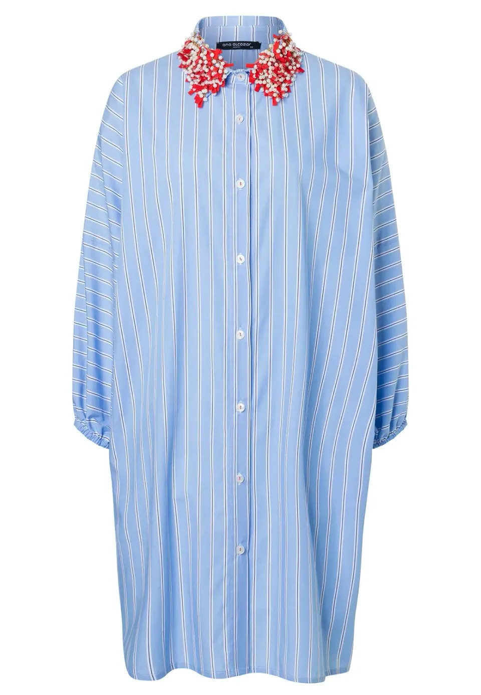 Ana Alcazar Zava abito camicia a righe azzurro