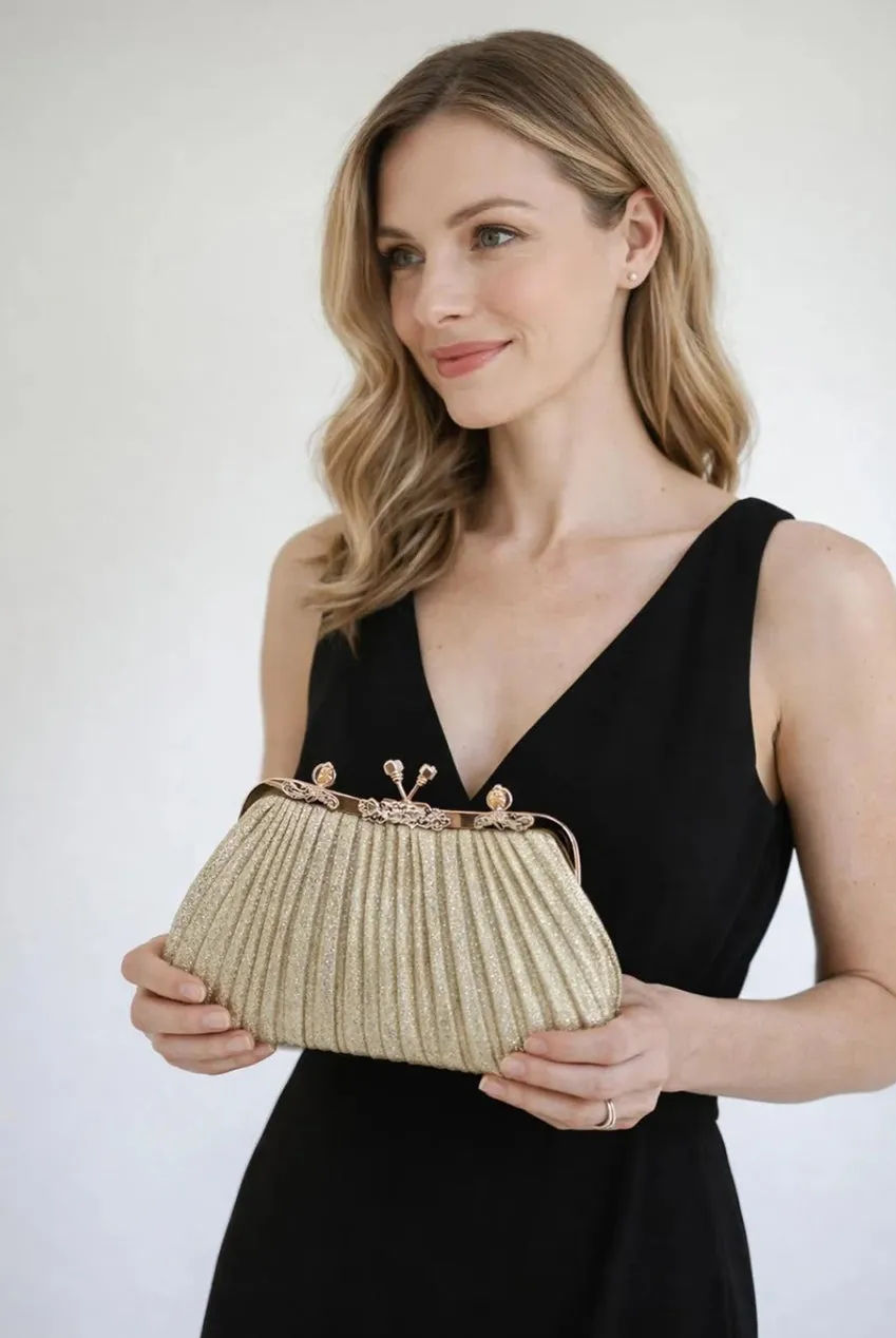 SVNX Glitter pochette oro metallizzata catena