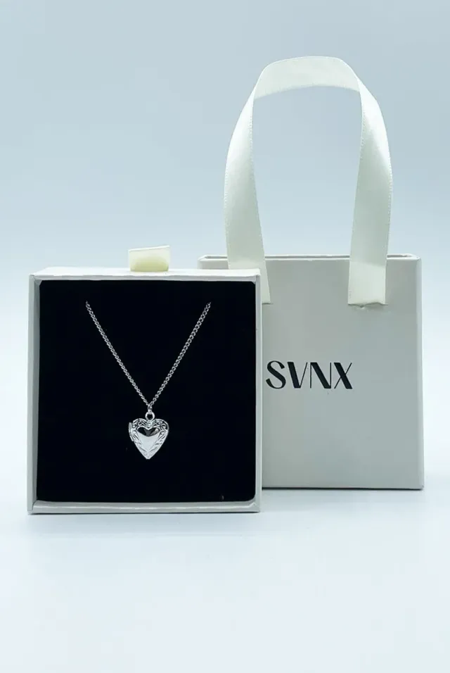 SVNX collana argento ciondolo cuore apribile coffret