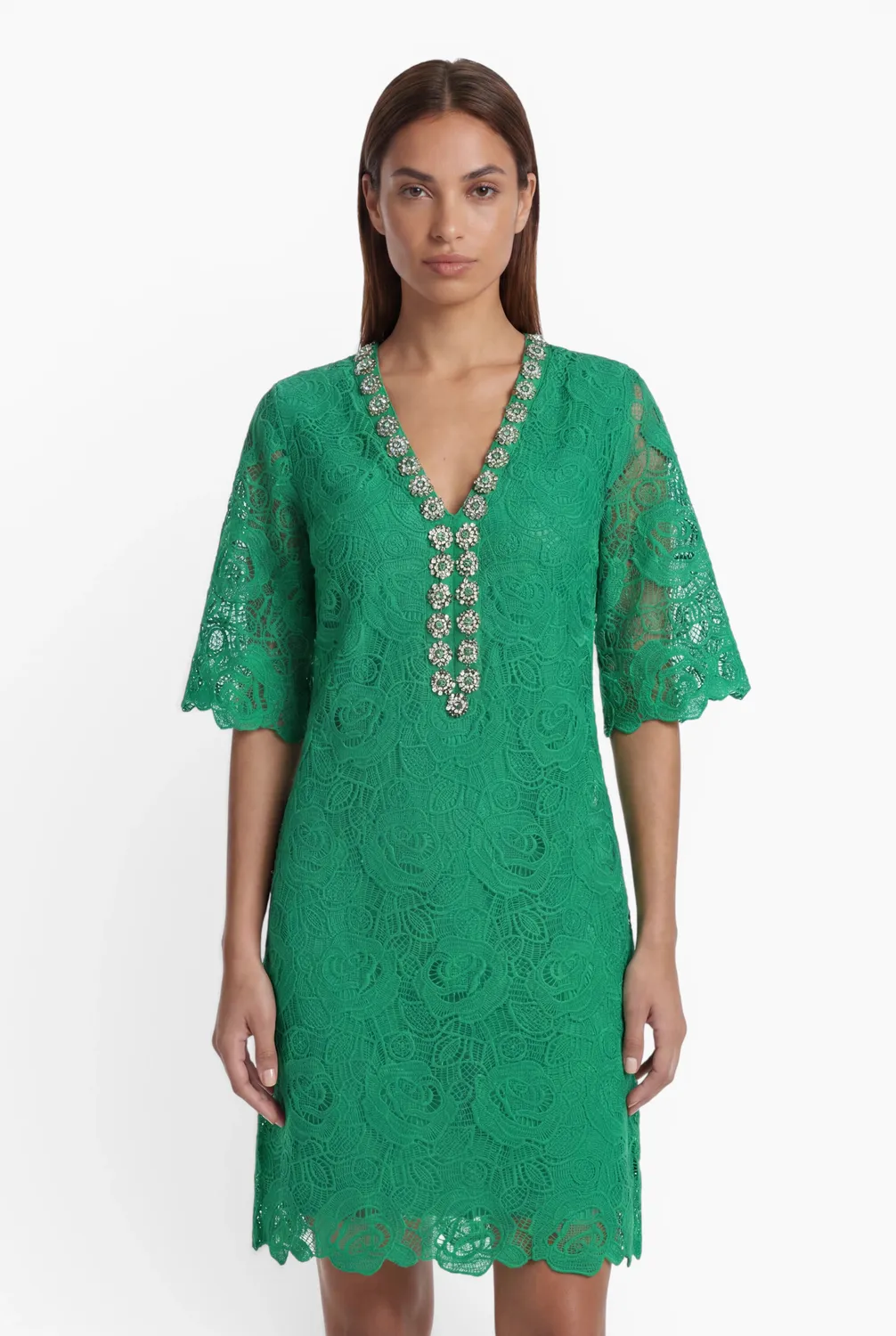 Ana Alcazar Daeph abito tunica pizzo verde cerimonia