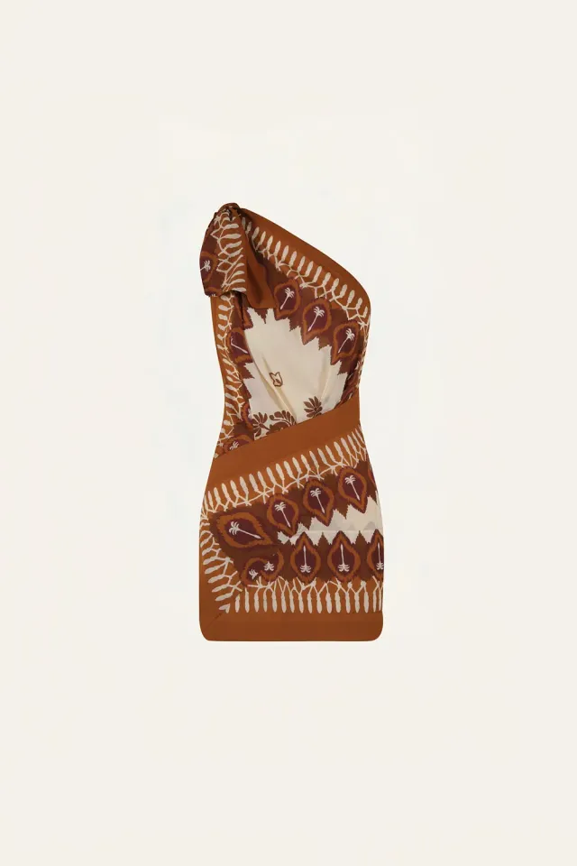 Johanna Ortiz Sun Traveller Mini abito cotone monospalla