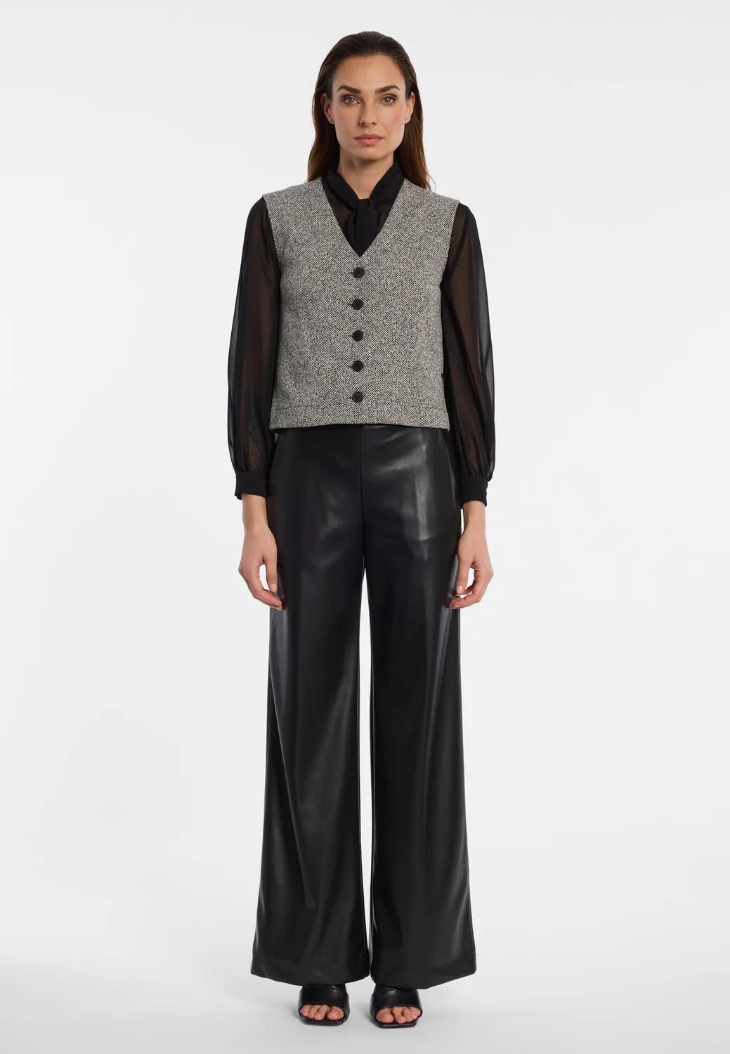 Ana Alcazar Enora pantaloni palazzo ecopelle neri