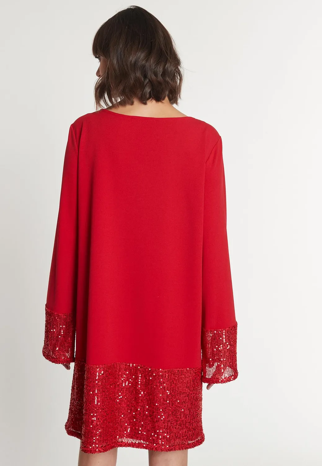 Ana Alcazar Magosa abito tunica rosso paillettes