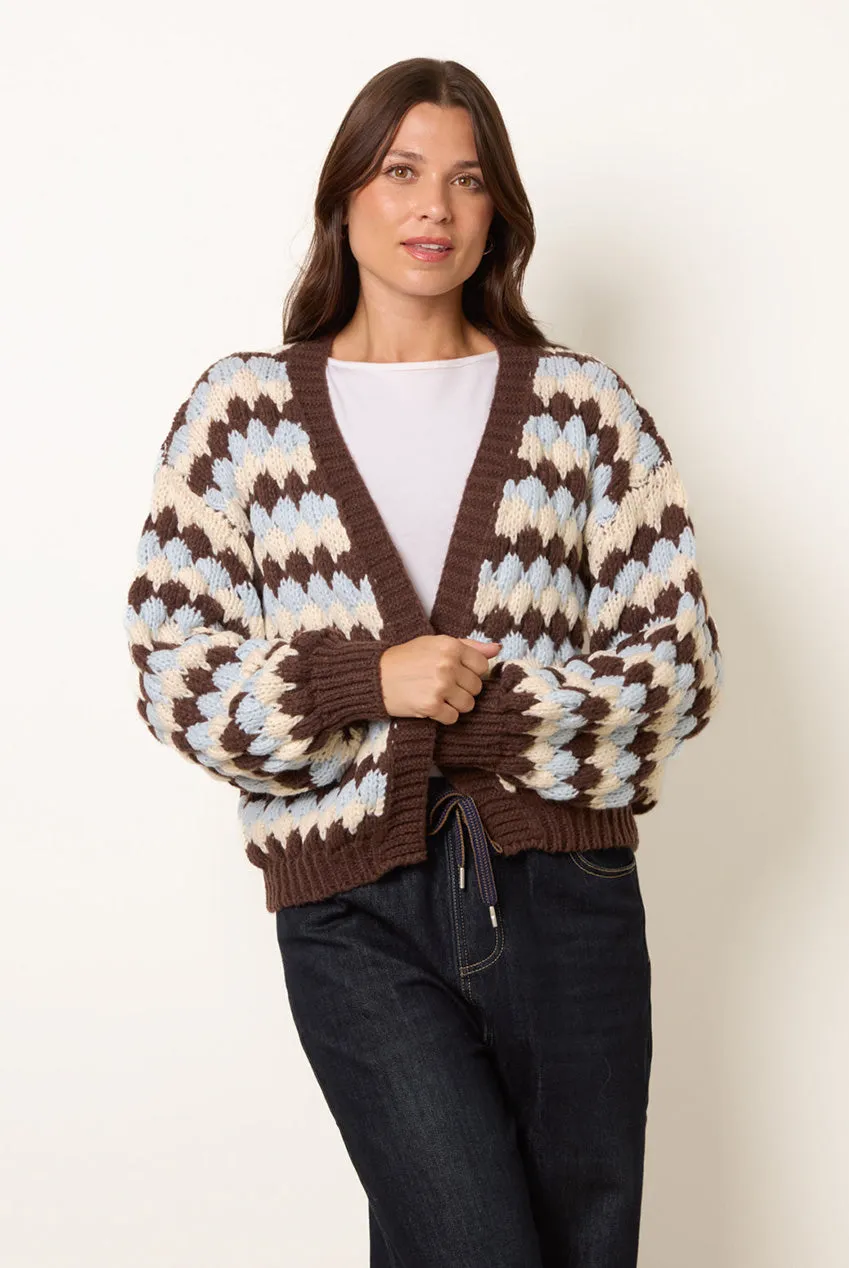 Blue Vanilla cardigan righe cioccolato manica lunga