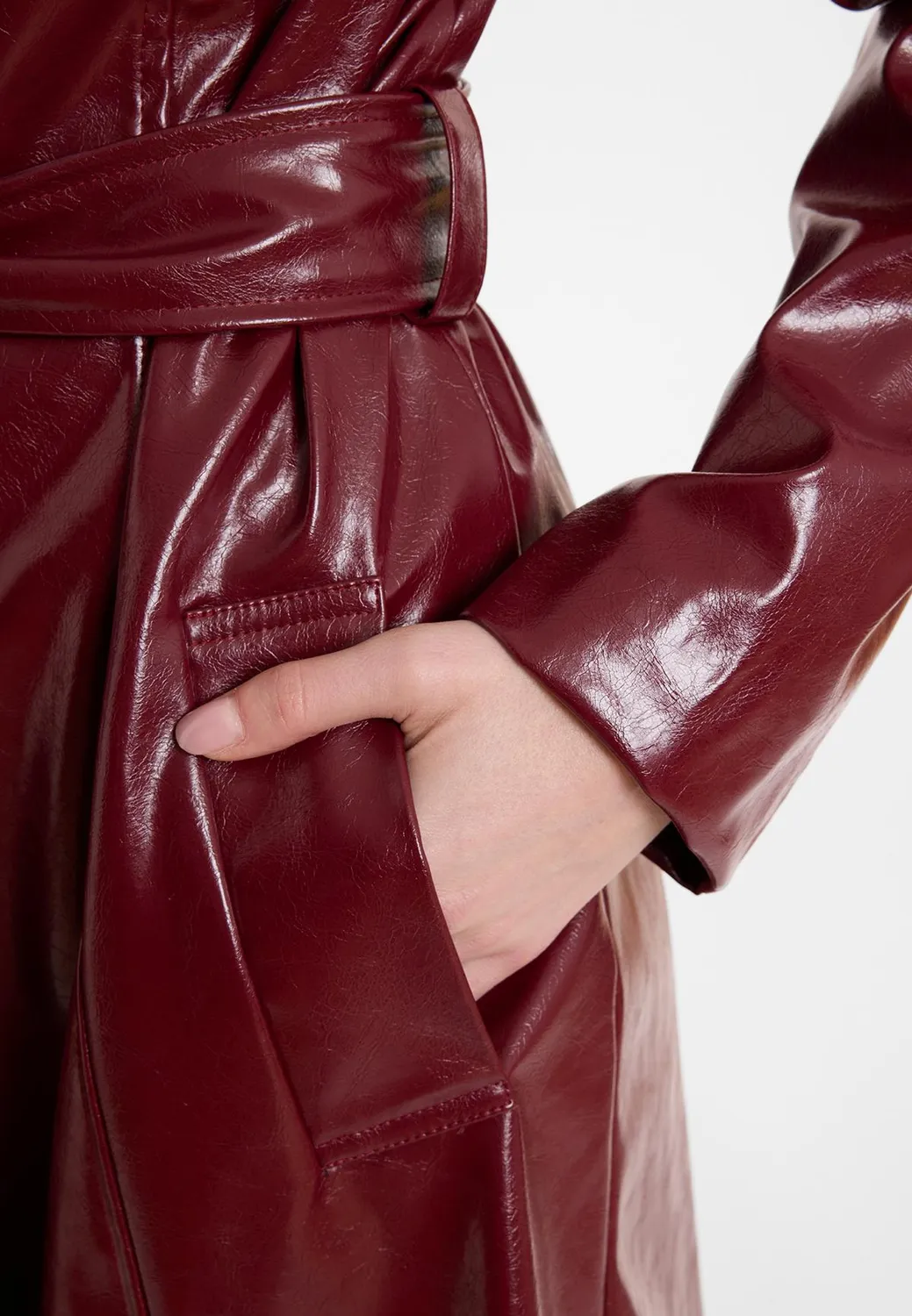 Ana Alcazar Acela trench bordeaux vernice