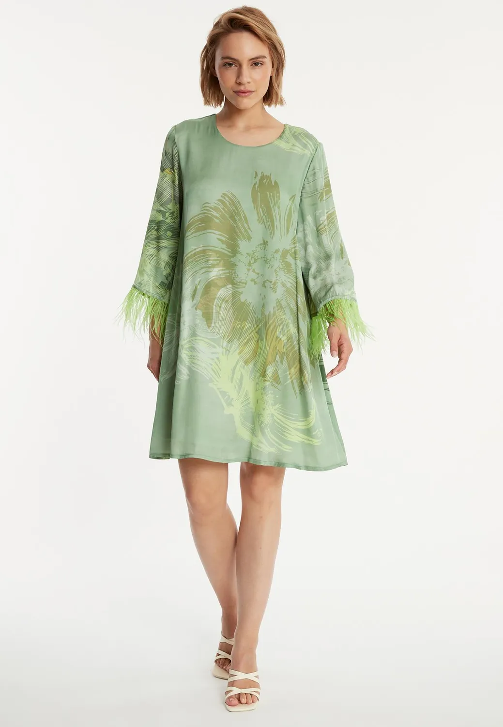 Ana Alcazar Zegali abito tunica satin verde