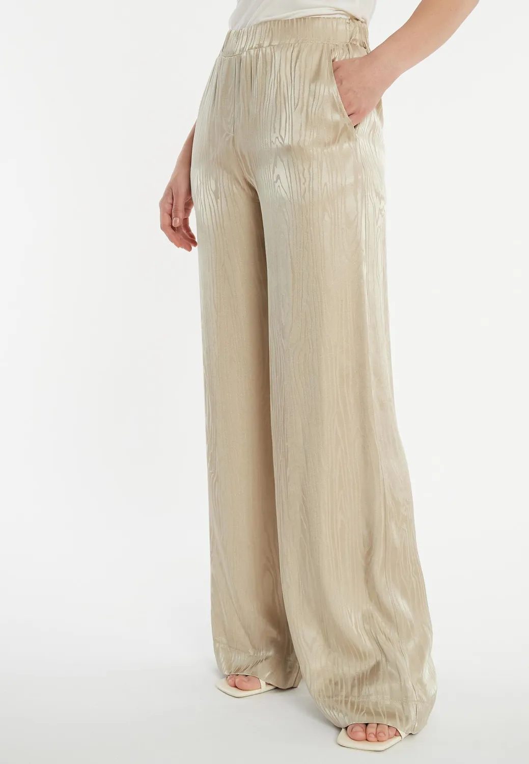 Ana Alcazar Zarosi pantaloni larghi raso oro