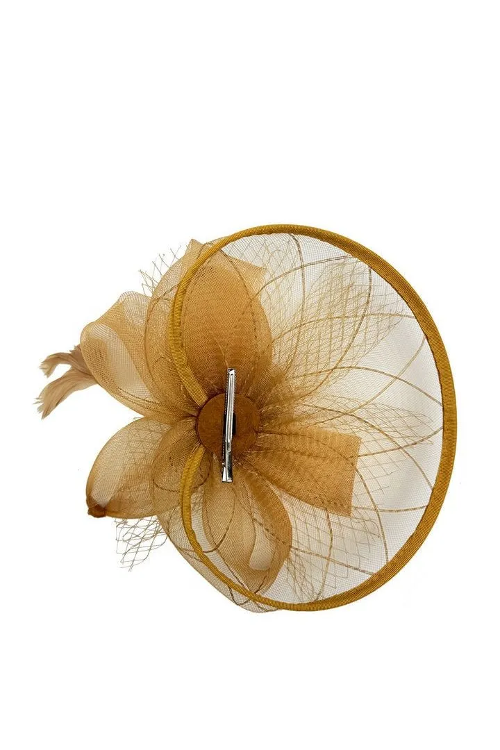 SVNX fascinator beige rete fiocco floreale misura unica