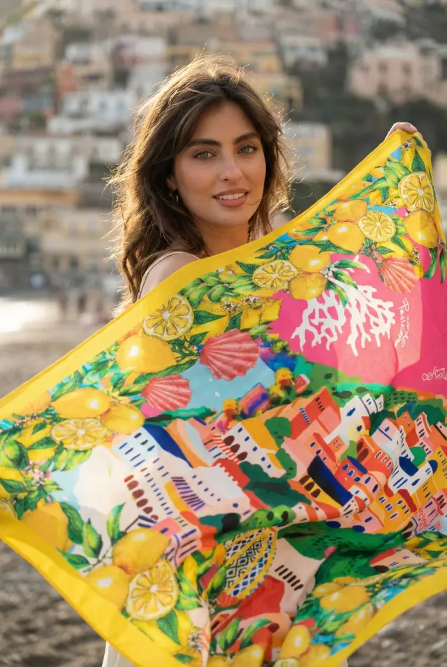 Antica Sartoria FW072 foulard rosa fantasia