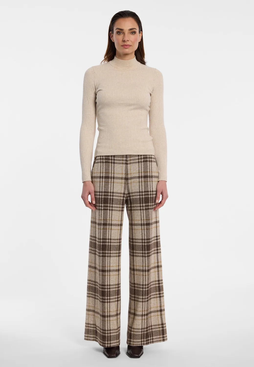Ana Alcazar Emina pantaloni Marlene quadri beige