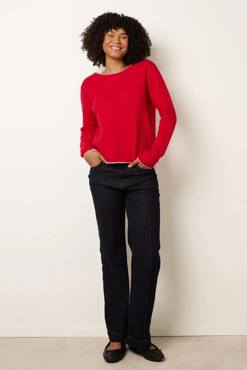 Blue Vanilla Back Bow maglione rosso con fiocco manica corta