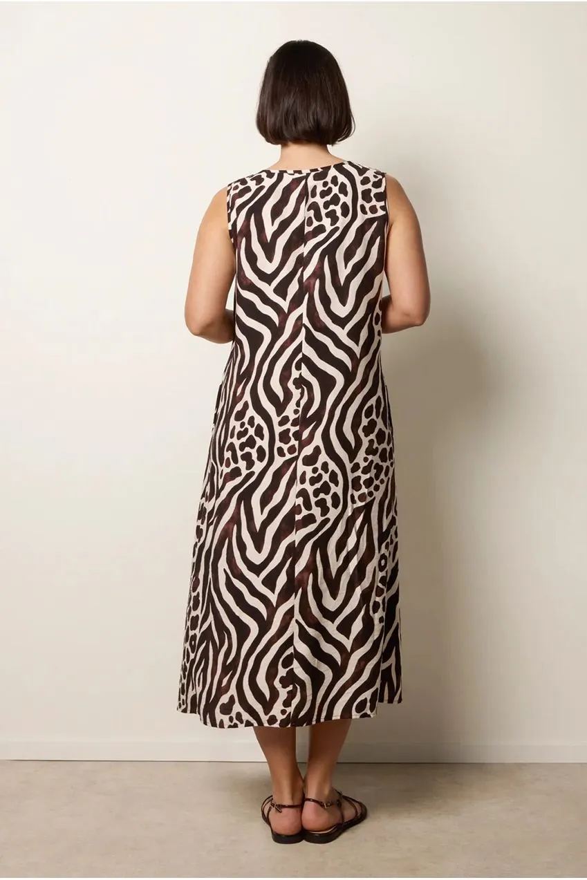 Blue Vanilla Animal Print abito midi cioccolato S/M