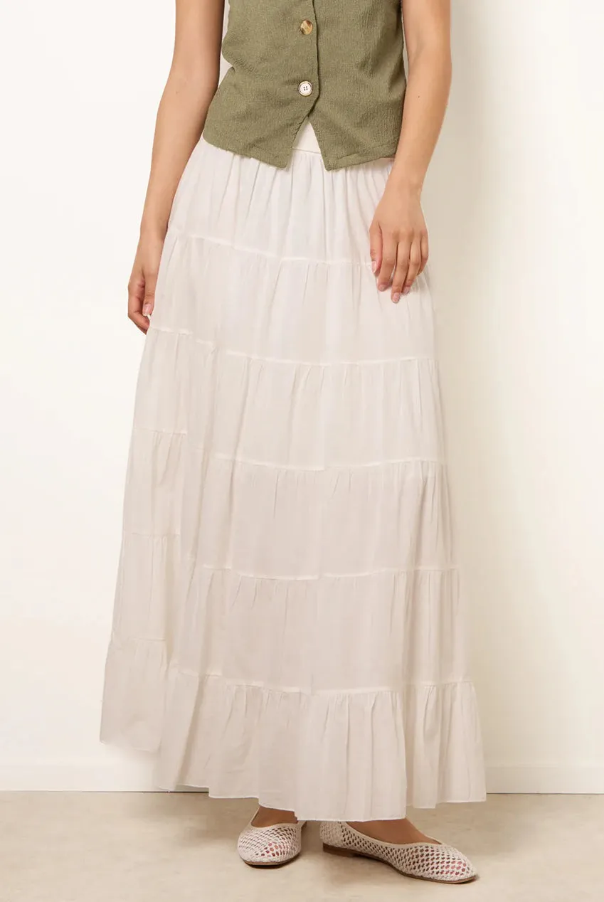Blue Vanilla Jersey Band Tiered gonna maxi avorio