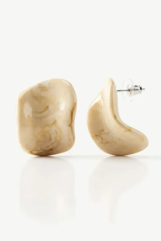 MUCHV orecchini borchie resina crema marmorizzati