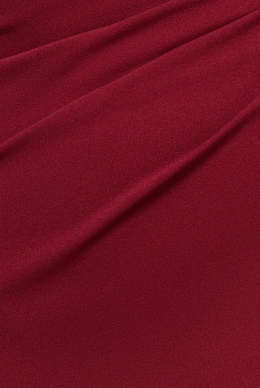 Goddiva One Shoulder Split maxi abito bordeaux scuba