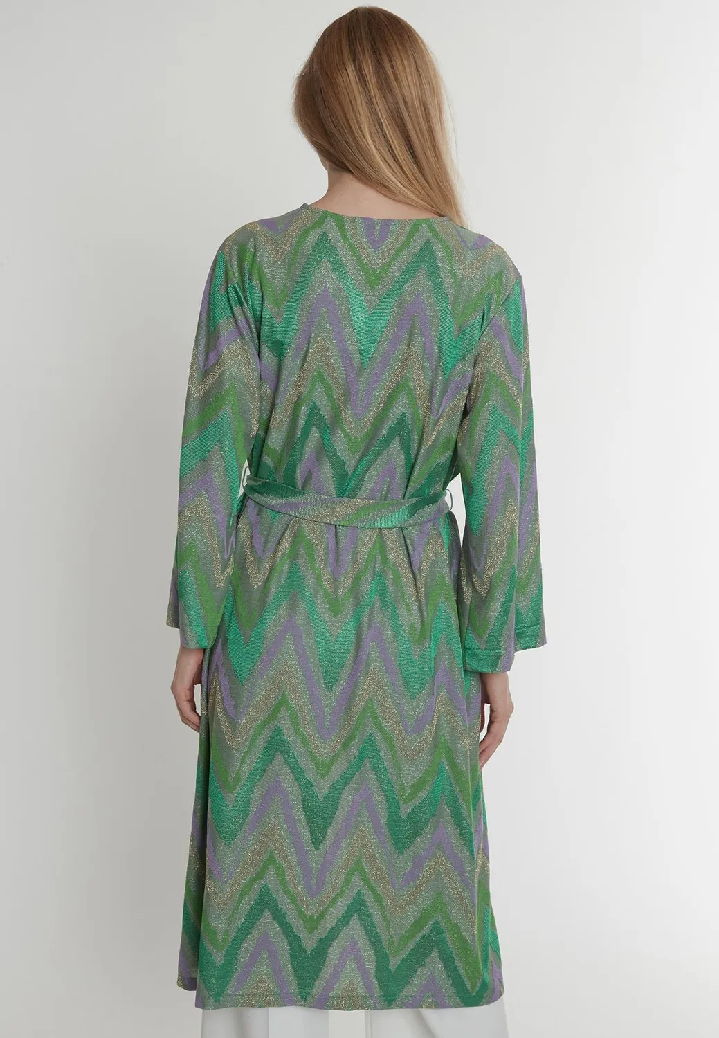 Ana Alcazar Pitea kimono lurex verde con cintura